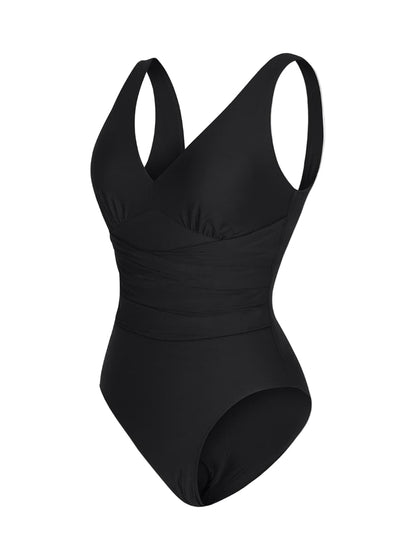 Tummy-Control Pleated Swimsuit