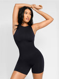 Seamless Small Round Neck Open Back Shaping Dress with Detachable Cups