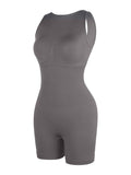Seamless Small Round Neck Open Back Shaping Dress with Detachable Cups