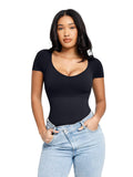 Eco-Friendly Square Collar Seamless Shapewear Bodysuit | High Elastic Tummy Control Thong