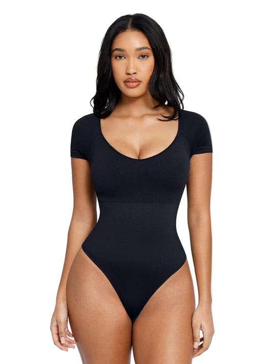 Eco-Friendly Square Collar Seamless Shapewear Bodysuit | High Elastic Tummy Control Thong