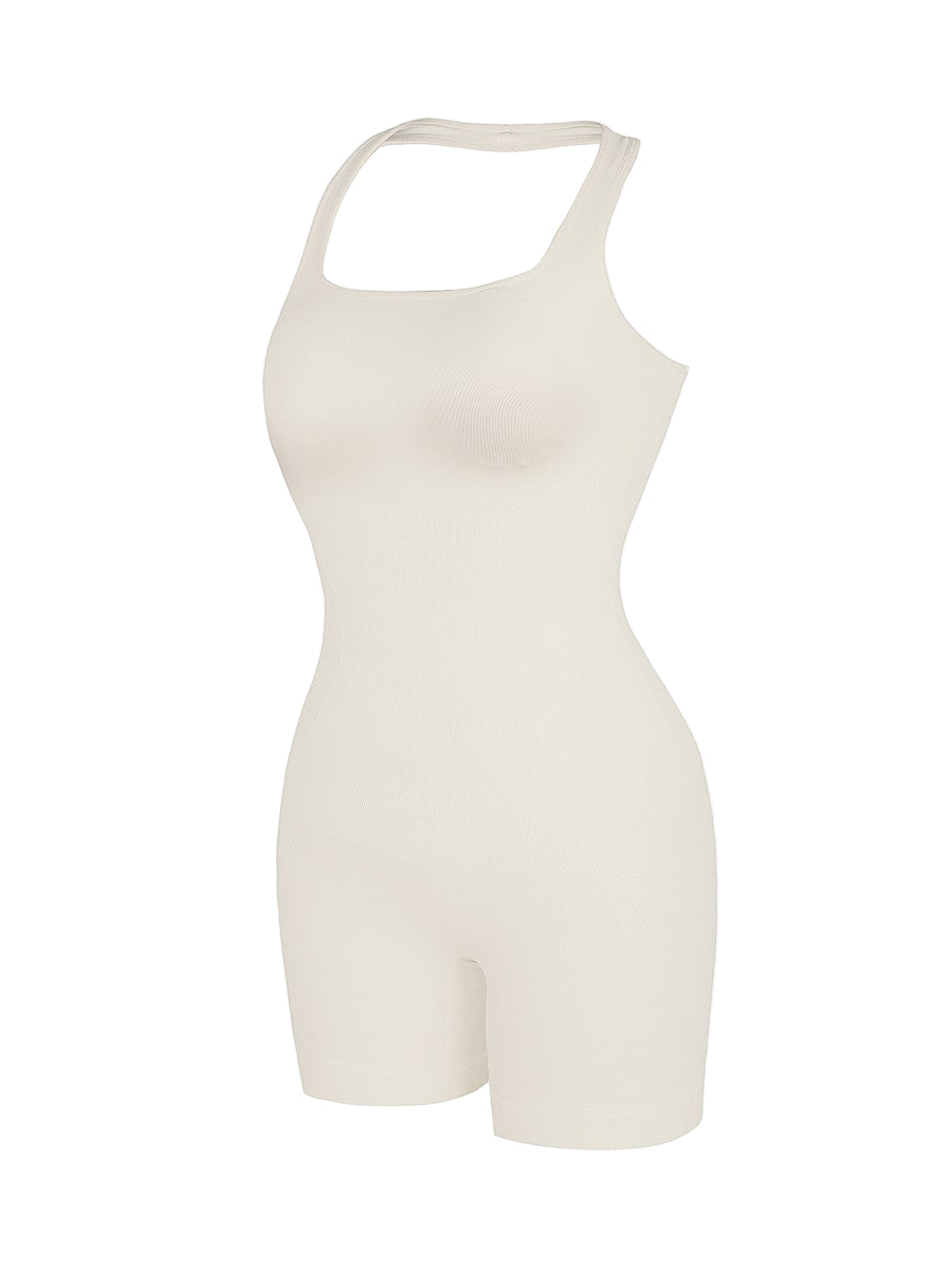 Elegant Halter Neck Seamless Bodysuit with Chest Support & Butt Lifting Design