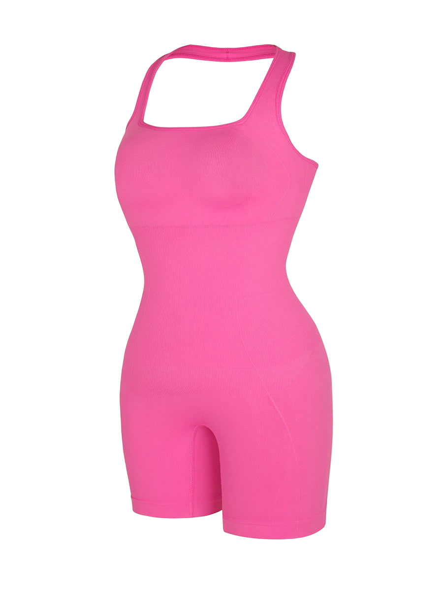 Elegant Halter Neck Seamless Bodysuit with Chest Support & Butt Lifting Design