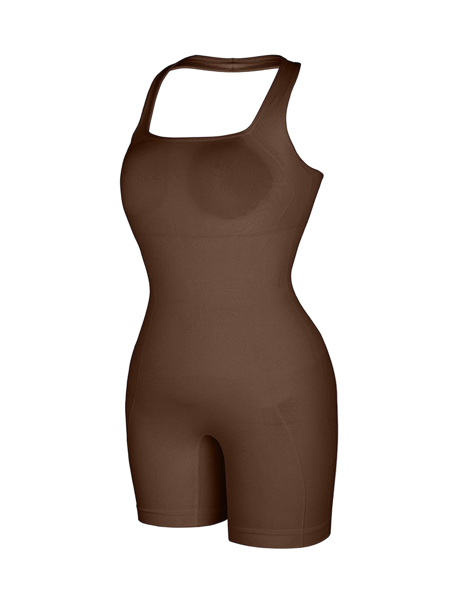 Elegant Halter Neck Seamless Bodysuit with Chest Support & Butt Lifting Design