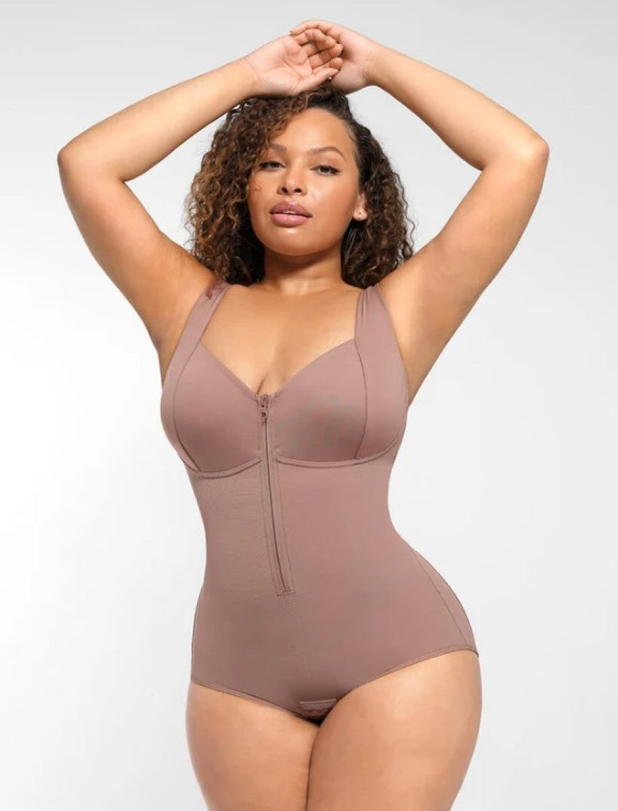 Diamond Neckline Triple-Layer Tummy Control Shapewear Bodysuit with Butt Lifting Design