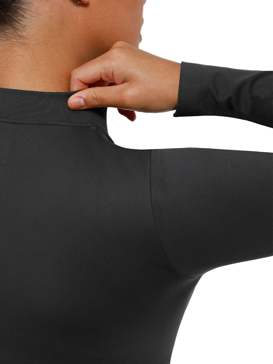 Zipper Stand Collar Seamless Long Sleeve Bodysuit | High-Stretch Slimming Shapewear for Women