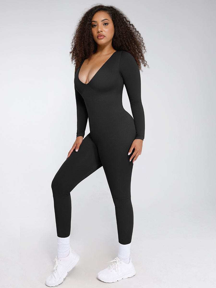 Seamless Deep V Tummy Control Waist-Cinching Catsuit
