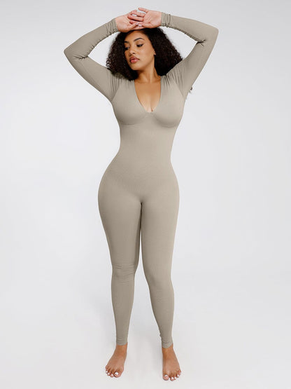 Seamless Deep V Tummy Control Waist-Cinching Catsuit