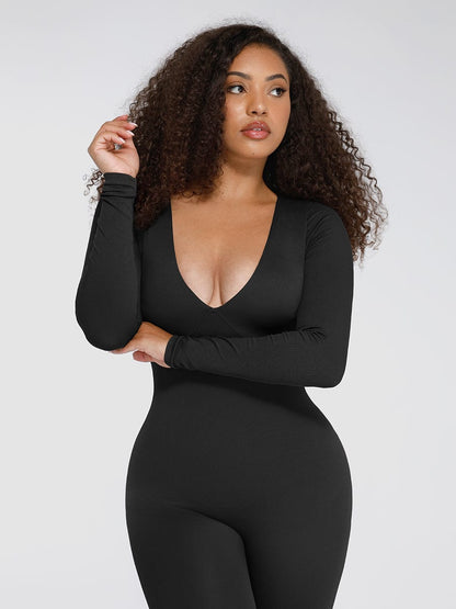 Seamless Deep V Tummy Control Waist-Cinching Catsuit