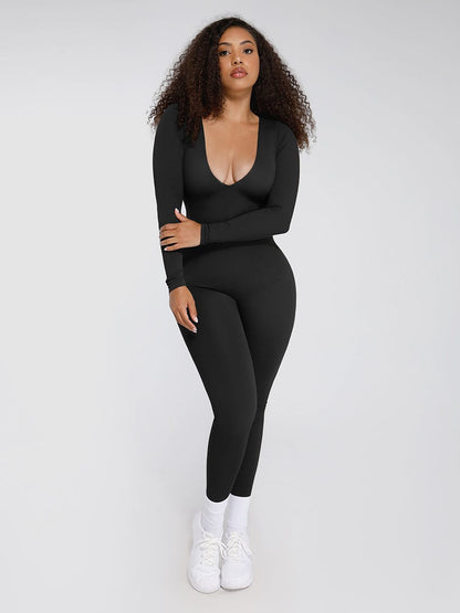 Seamless Deep V Tummy Control Waist-Cinching Catsuit