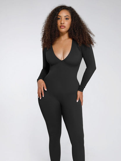 Seamless Deep V Tummy Control Waist-Cinching Catsuit