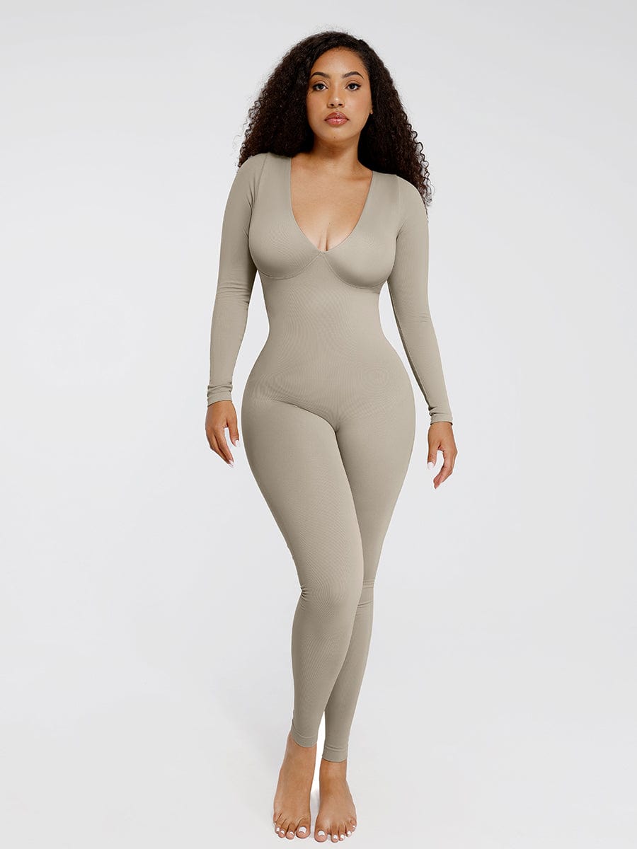 Seamless Deep V Tummy Control Waist-Cinching Catsuit