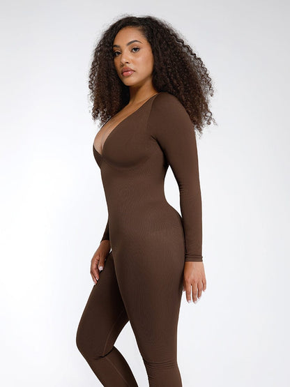 Seamless Deep V Tummy Control Waist-Cinching Catsuit