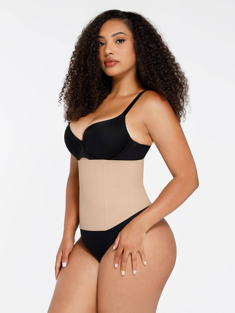 Seamless Zipper Waist Cincher with 4 Steel Bones – High-Low Hem Tummy Control Shaper