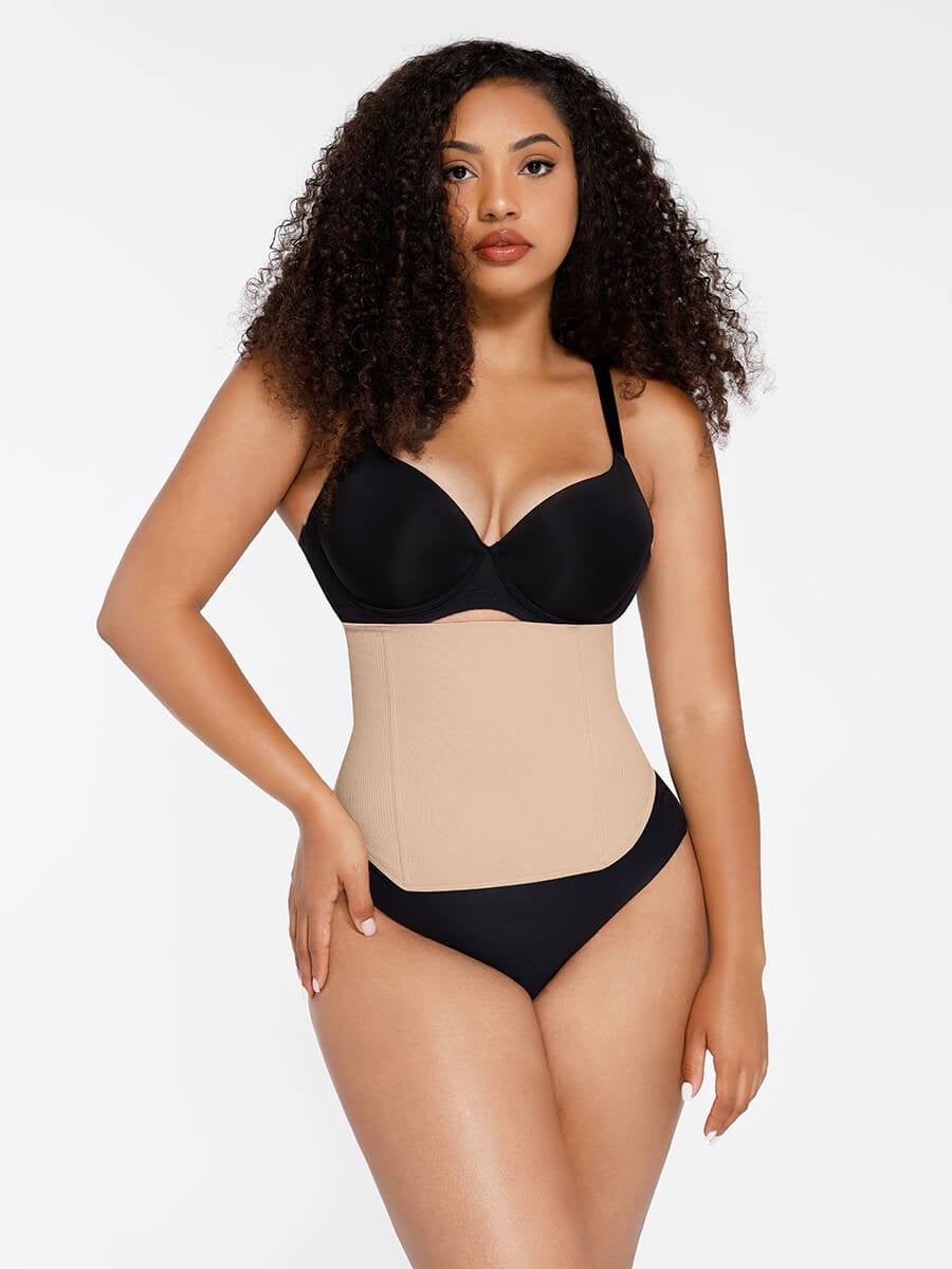 Seamless Zipper Waist Cincher with 4 Steel Bones – High-Low Hem Tummy Control Shaper