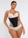 Color-Block Breathable Waist Cincher with 9 Steel Bones – Adjustable Hook Closure Tummy Shaper
