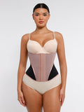 Color-Block Breathable Waist Cincher with 9 Steel Bones – Adjustable Hook Closure Tummy Shaper