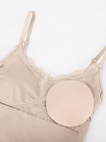 Seamless lace Cami Waist Abdomen Shaping Thong Bodysuit