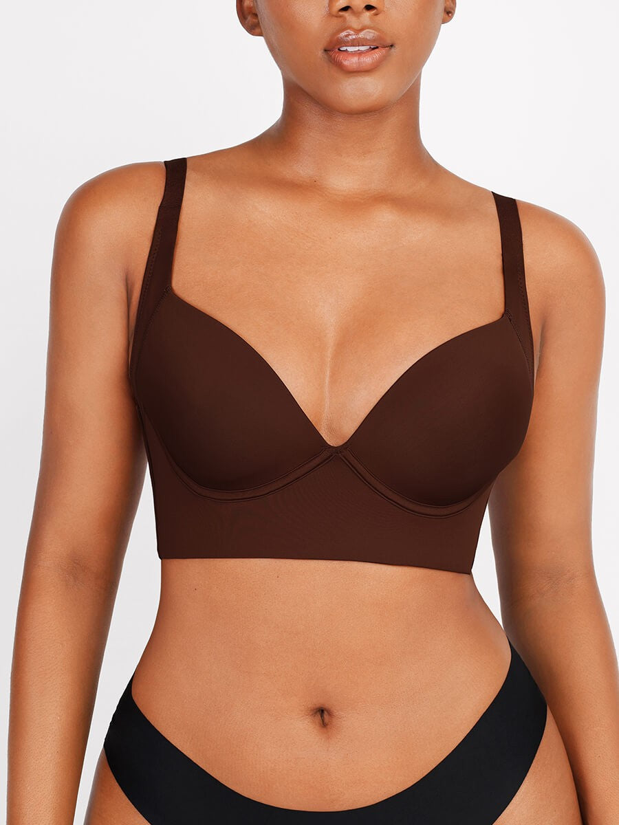 Brown High Quality Deep Cup Seamless Shaper Bra – Full Support Wireless Bra