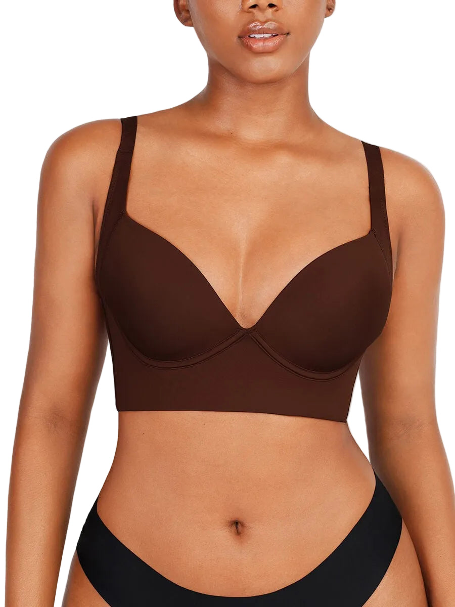 Brown High Quality Deep Cup Seamless Shaper Bra – Full Support Wireless Bra