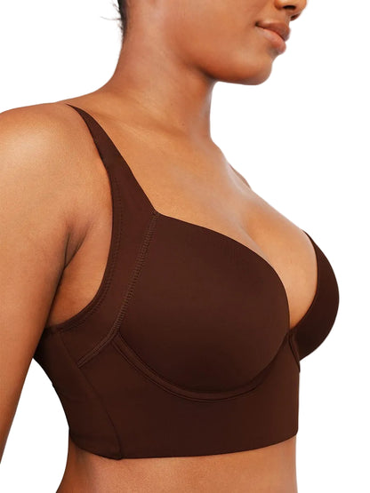 Brown High Quality Deep Cup Seamless Shaper Bra – Full Support Wireless Bra