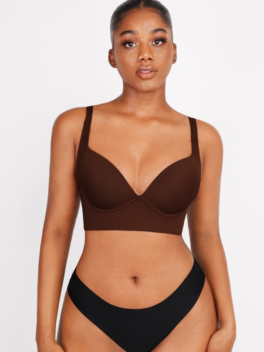 Brown High Quality Deep Cup Seamless Shaper Bra – Full Support Wireless Bra