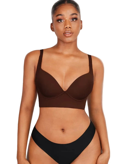 Brown High Quality Deep Cup Seamless Shaper Bra – Full Support Wireless Bra