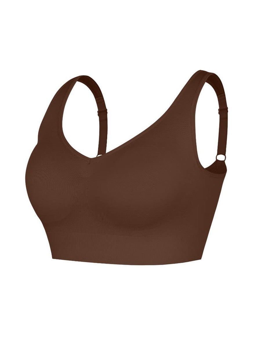 Deep V Push-Up Support Shapewear Bra with Adjustable Straps & Double Steel Ribs