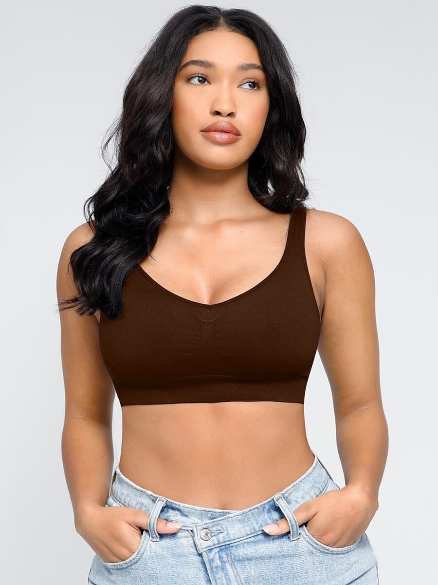 Deep V Push-Up Support Shapewear Bra with Adjustable Straps & Double Steel Ribs