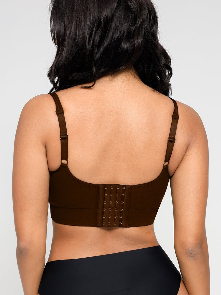 Deep V Push-Up Support Shapewear Bra with Adjustable Straps & Double Steel Ribs