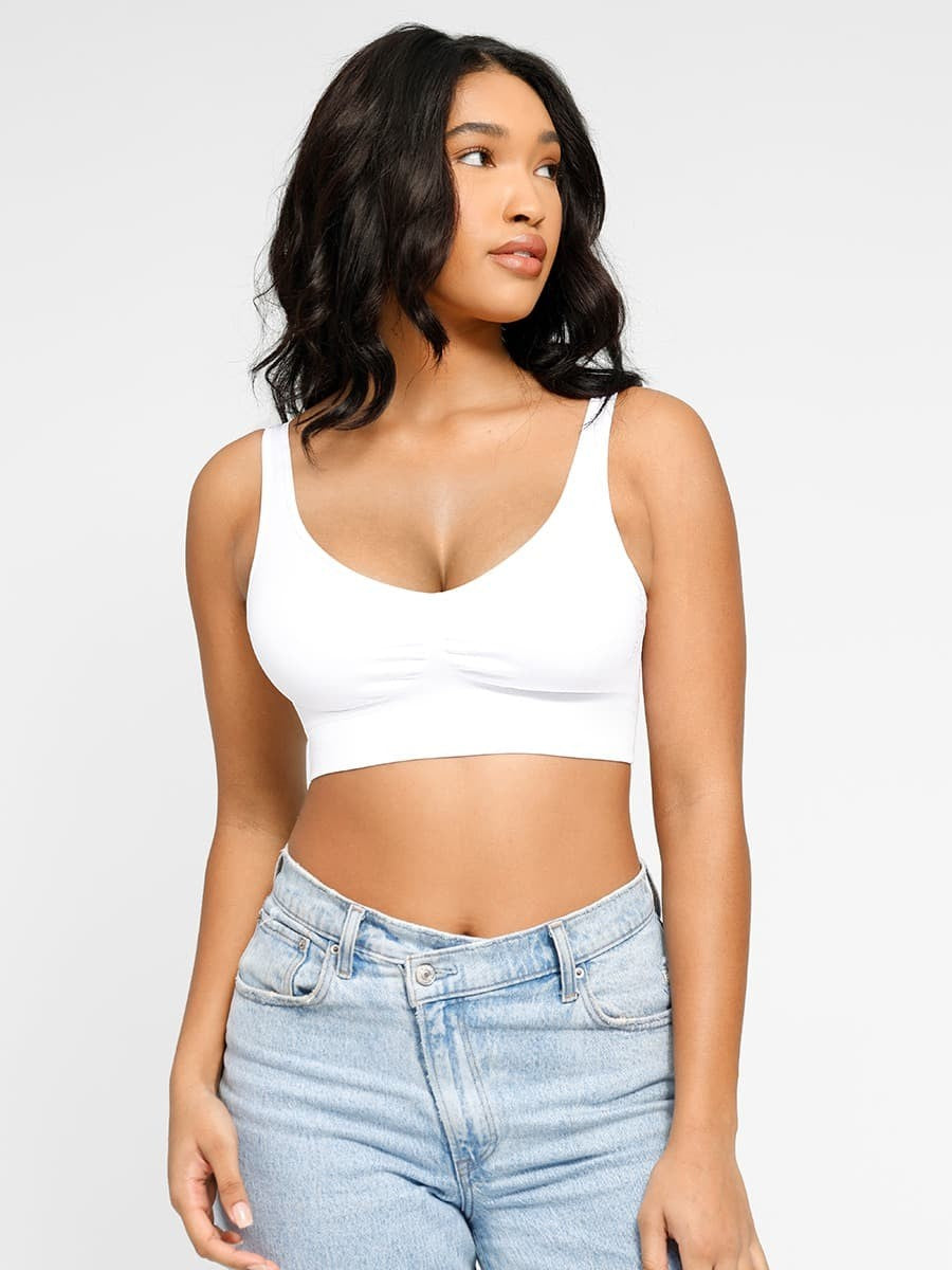 Deep V Push-Up Support Shapewear Bra with Adjustable Straps & Double Steel Ribs