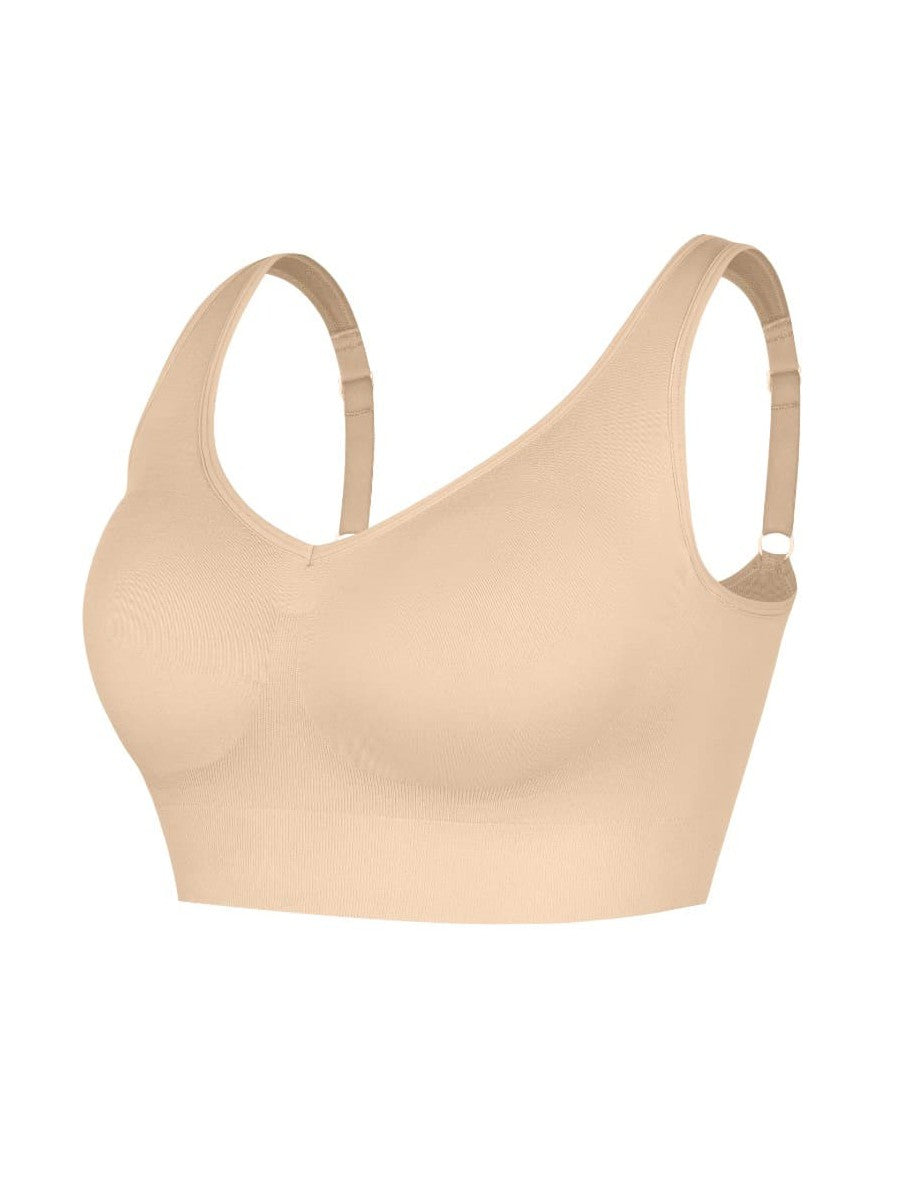 Deep V Push-Up Support Shapewear Bra with Adjustable Straps & Double Steel Ribs