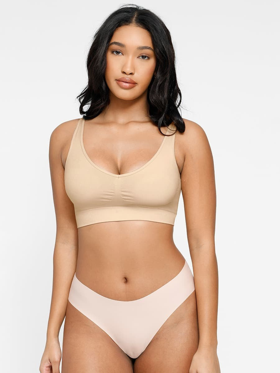 Deep V Push-Up Support Shapewear Bra with Adjustable Straps & Double Steel Ribs