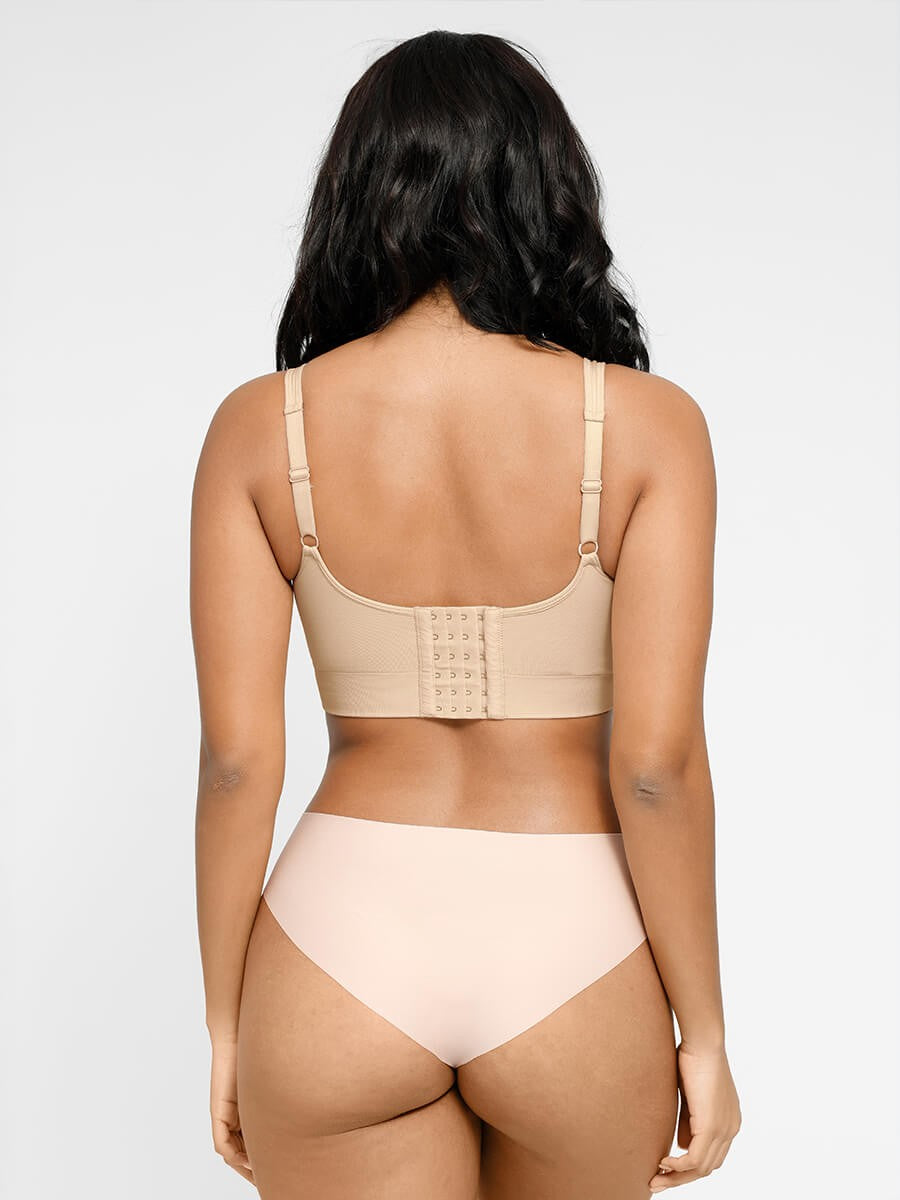 Deep V Push-Up Support Shapewear Bra with Adjustable Straps & Double Steel Ribs