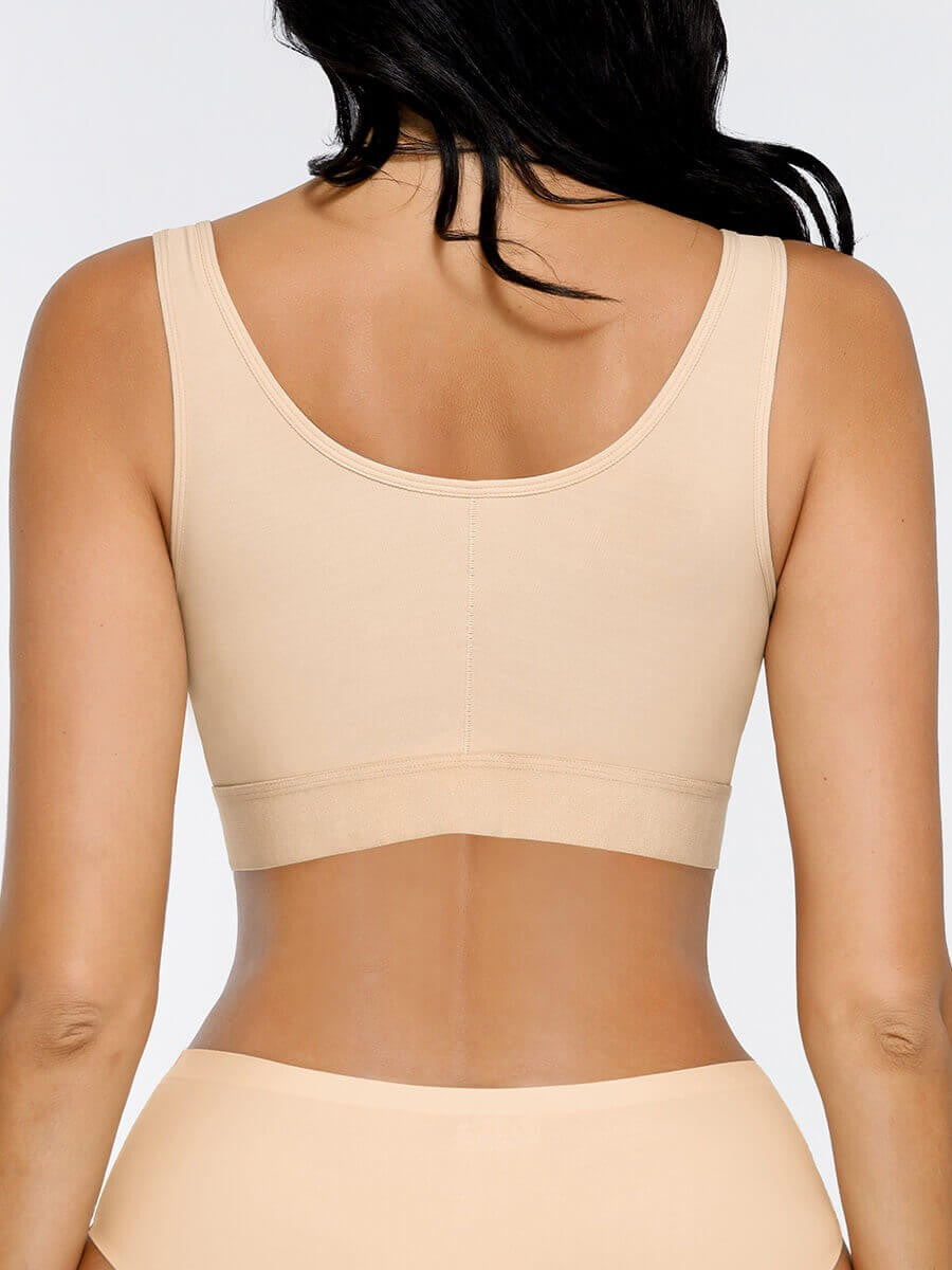 justable Postoperative Support Bra – 3-Row Button Front, Breathable Chest Shaping Shapewear