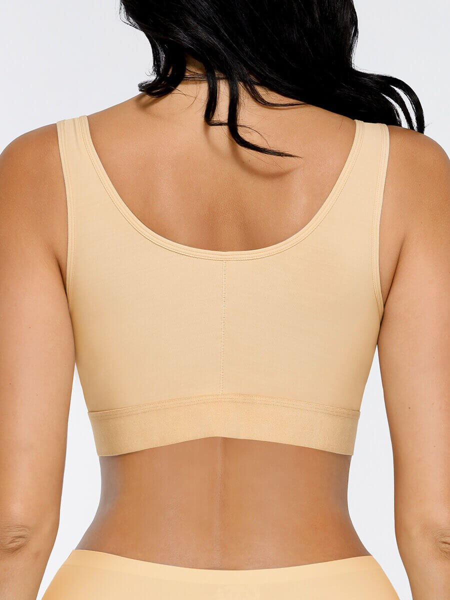 justable Postoperative Support Bra – 3-Row Button Front, Breathable Chest Shaping Shapewear