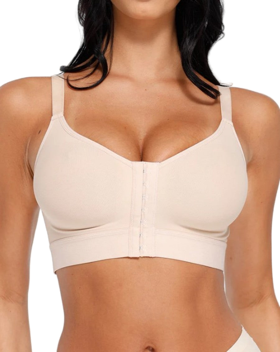 Adjustable Front Closure Post-Surgery Support Shapewear Bra with High Elastic Compression