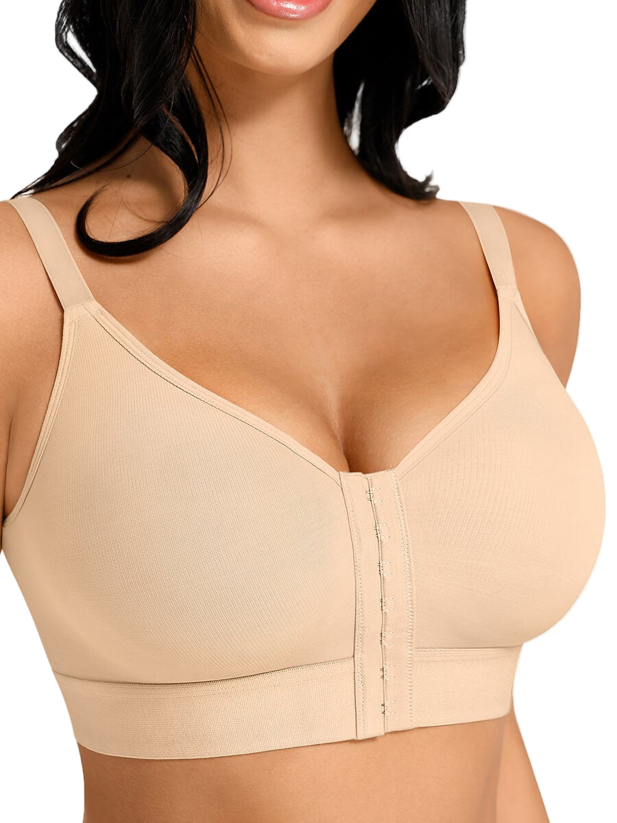 Adjustable Front Closure Post-Surgery Support Shapewear Bra with High Elastic Compression