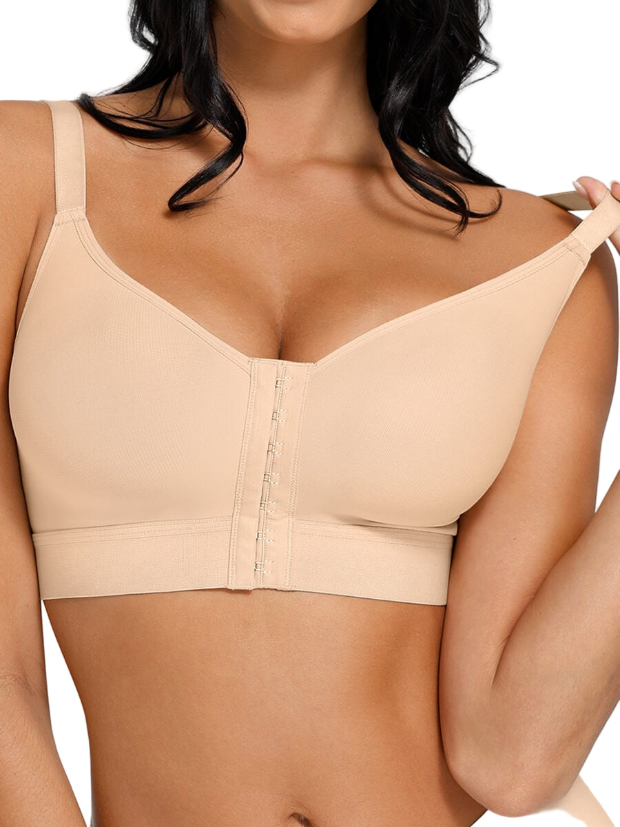 Adjustable Front Closure Post-Surgery Support Shapewear Bra with High Elastic Compression