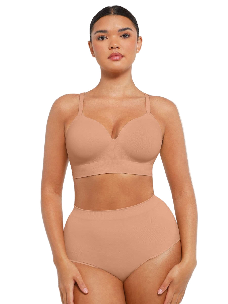 Fashion Seamless Wireless Bust Support Shapewear Bra with Adjustable Straps – Comfort Fit & Lift