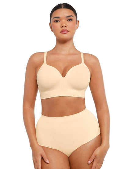 Fashion Seamless Wireless Bust Support Shapewear Bra with Adjustable Straps – Comfort Fit & Lift