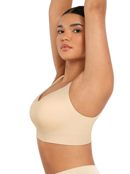 Seamless Adjustable Support Bra – Fixed Cups & Lift Underbust Shapewear