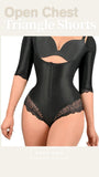 Women's Double Compression BBL Shapewear Bodysuit – Open Chest Triangle Shorts Faja