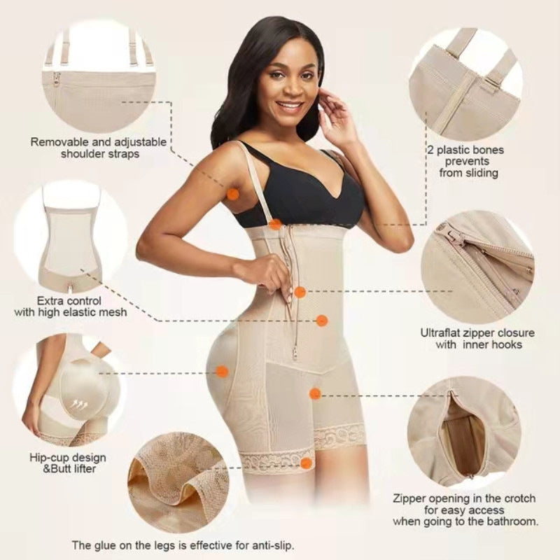 Women’s Seamless Nylon Button-Closure Shaping Bodysuit - 1089