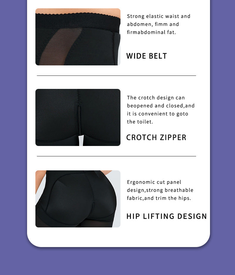 Thin Nylon Shapewear Pants - Zipper Closure, S-3XL