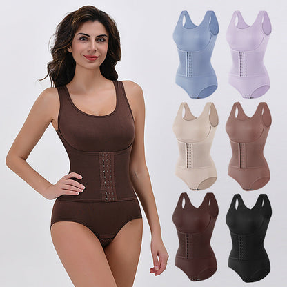 Nylon Seamless Shapewear Bodysuit - Buttoned, M-XXL