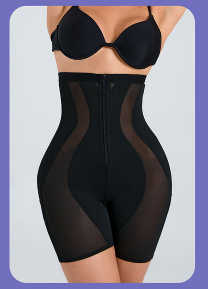 Thin Nylon Shapewear Pants - Zipper Closure, S-3XL