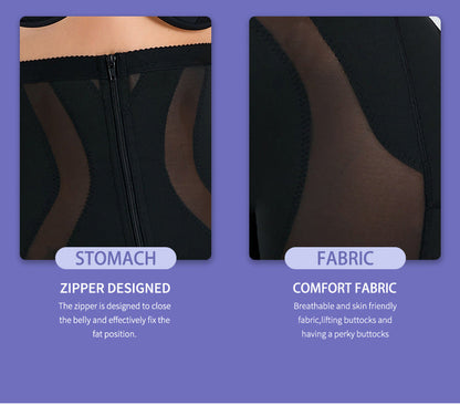 Thin Nylon Shapewear Pants - Zipper Closure, S-3XL