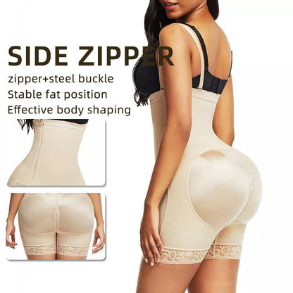 Plus Size Nylon Shapewear Bodysuit - Black or Skin Color, XS-XXXXL