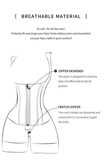 Women’s Waist-Shaping Bodysuit with Zipper and Steel Boning